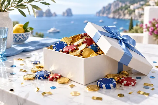 migliori casino online italia: scatola regalo aperta piena di monete e fiches