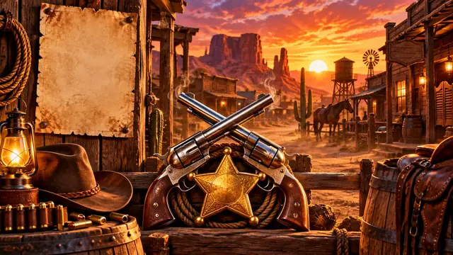 Dead or Alive 2: un saloon del vecchio West al tramonto con un manifesto da ricercato e due pistole
